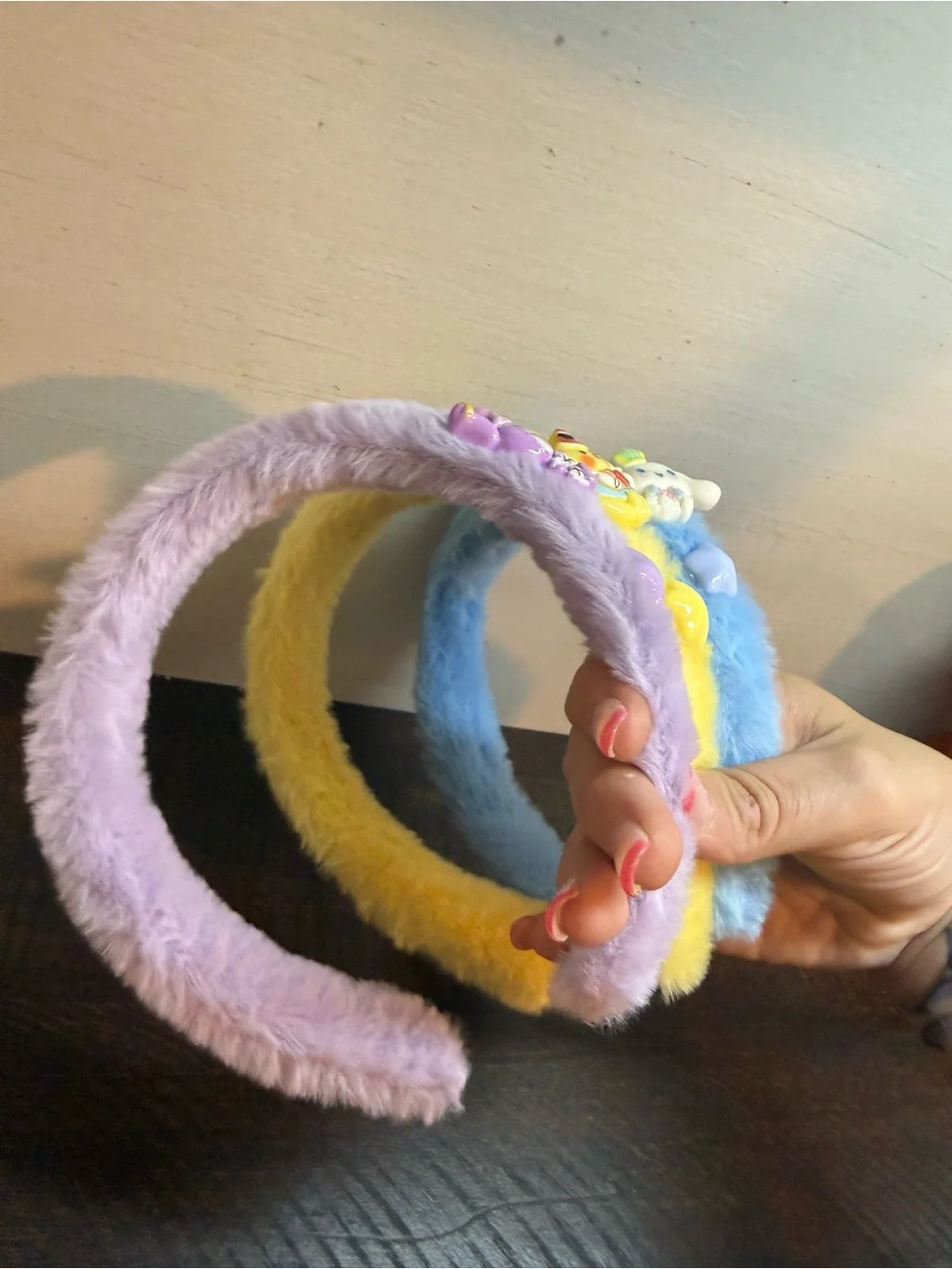 Fluffy Star Sanrio Hairbands for Kids - Purple, Yellow, Blue